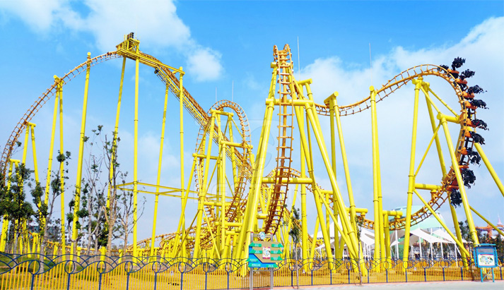 Big roller coaster ride in the amusement park